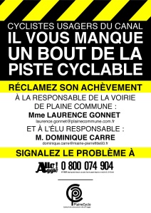Affiche aménagement cyclable canal Aubervilliers
